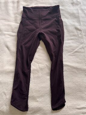 Lululemon Sculpt It Crop 21" Bordeaux Drama Mesh Leggings Size 4